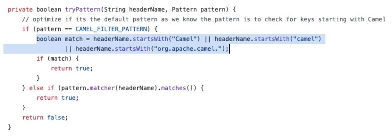 The vulnerability stems from Camel’s incorrect filtering of request headers. Before the fix, Apache Camel used a case-sensitive filtering rule (Figure 1).