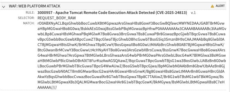 On March 19, 2025, Akamai’s Threat Research Team also deployed Adaptive Security Engine Rapid Rule for App & API Protector customers to provide full coverage (Figure 4).