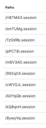 A common attack variant specifically targets .session file paths, which follow a randomized naming scheme — a six-character base appended with the .session file extension (Figure 1).