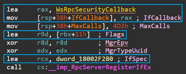 RPC server registration disassembly