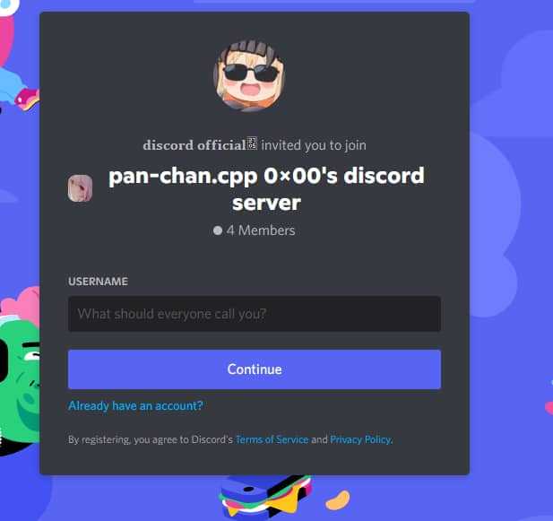 invitación al servidor de Discord