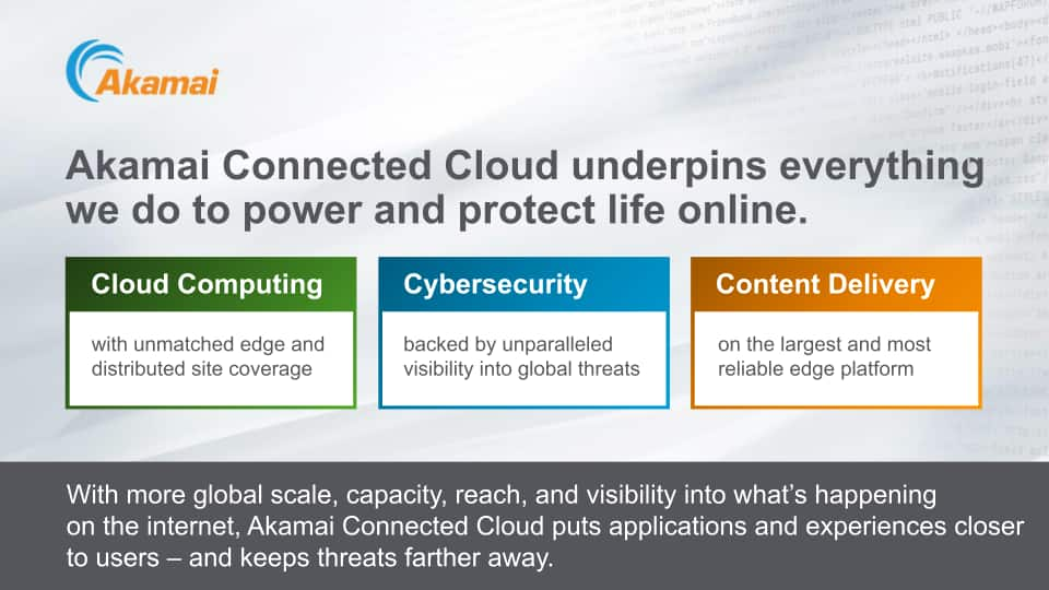 Akamai Connected Cloud respalda todo lo que hacemos para potenciar y proteger la vida online.