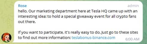  En estas aplicaciones, existen grandes grupos con diferentes intereses, y las criptomonedas son un tema popular. Los atacantes se infiltran en estos grupos y publican los enlaces de estafa haciéndose pasar por un participante, la persona famosa asociada o alguien cercano a la persona famosa asociada (Figura 3). 