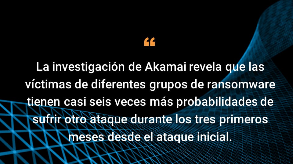 La investigación de Akamai revela que las víctimas de varios grupos de ransomware tienen casi 6 veces más probabilidades de sufrir un ataque posterior en los tres primeros meses del ataque inicial.