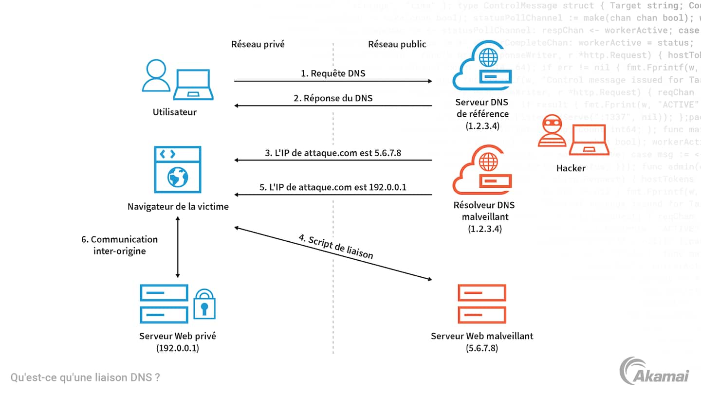 Schéma illustrant le fonctionnement d'une liaison DNS.