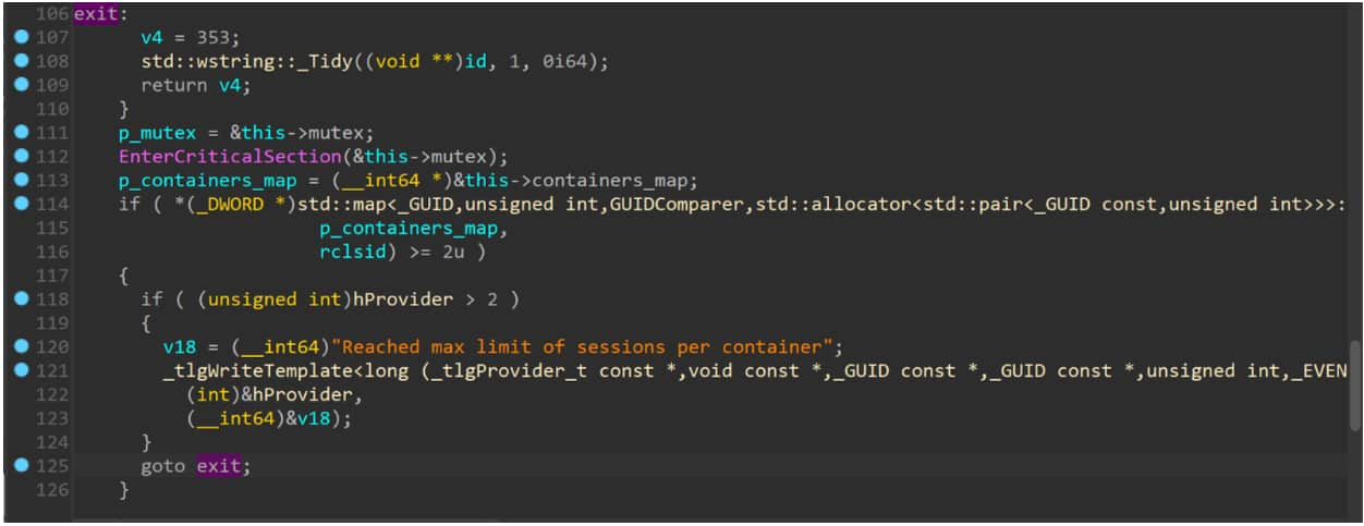 Fig. 2 : Code décompilé de la vulnérabilité. La fonction se termine sans libérer la section critique