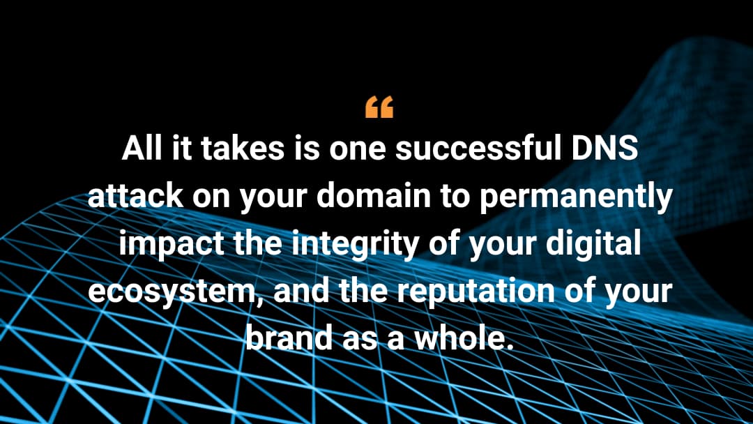 'All it takes is one successful DNS attack on your domain to permanently impact the integrity of your digital ecosystem, and the reputation of your brand as a whole.'