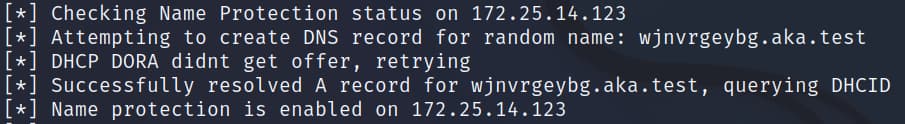 Il nostro server DHCP di destinazione ha abilitato la protezione del nome (Figura 23).