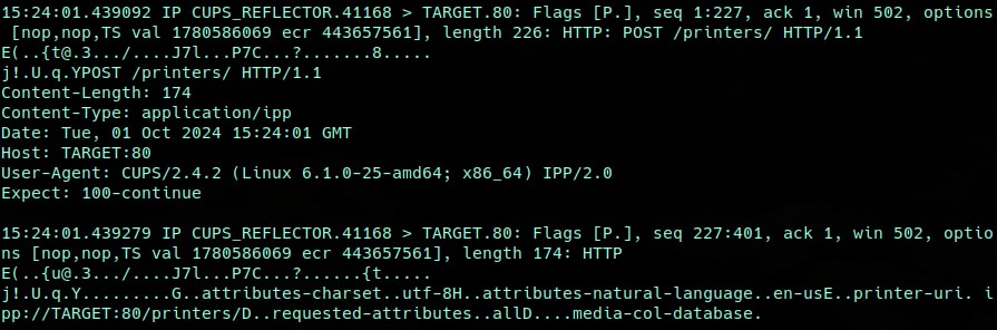 The first packet contains the HTTP request and headers; the second contains the POST data for the request (Figure 7).