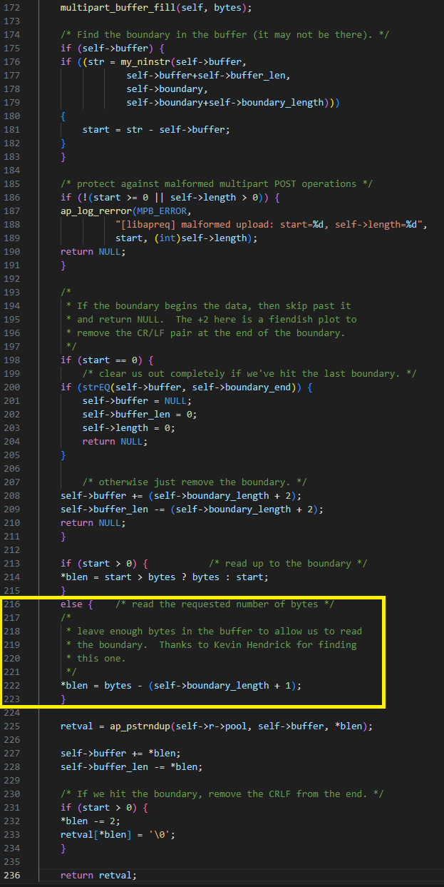 In tal modo, l&apos;impostazione del codice self-&gt;buffer si trover&agrave; prima del buffer e il codice self-&gt;buffer_len sar&agrave; equivalente ad un valore maggiore (Figura 22).