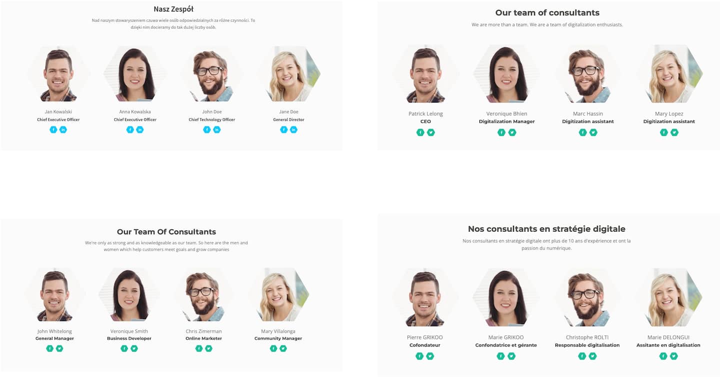 Employees’ profiles on the website