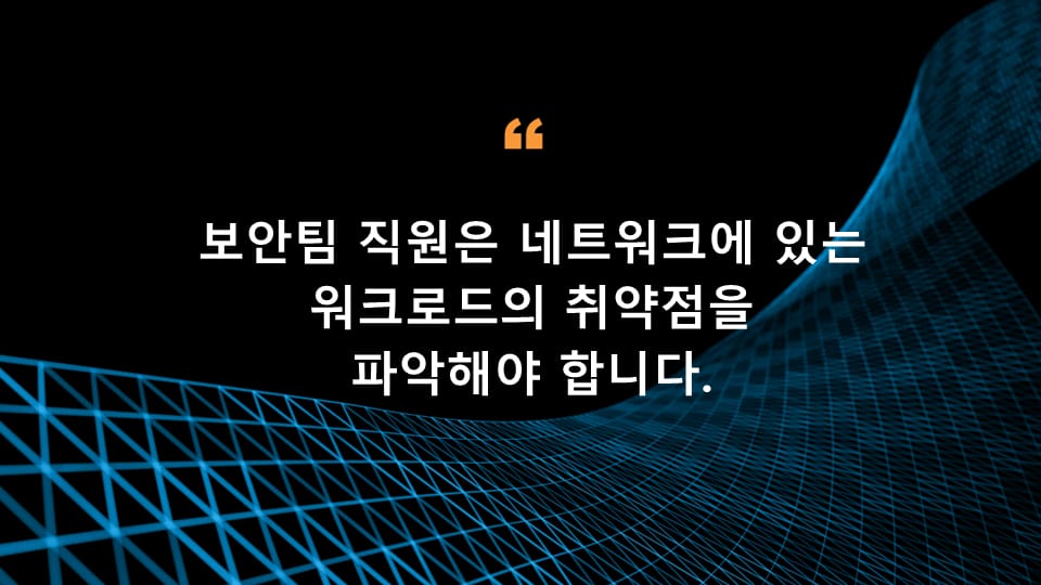 보안팀 직원의 경우 네트워크에 있는 워크로드의 취약점을 파악해야 합니다.