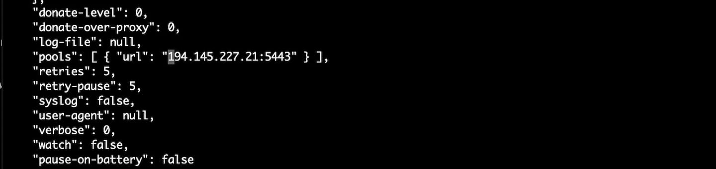 Fig. 12) O arquivo de configuração do minerador em JSON