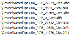 A convenção de nomenclatura consiste na string constante UIA_PIPE seguida do ID do processo e algum outro identificador (Figura 7).