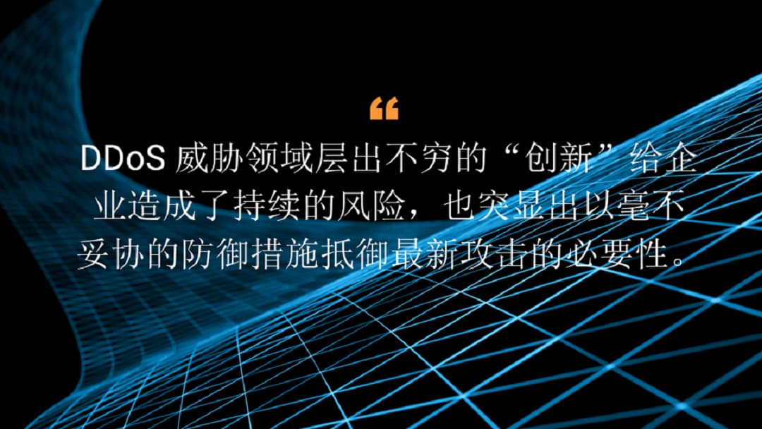 DDoS 威胁领域层出不穷的“创新”给企业造成了持续的风险，也突显出以毫不妥协的防御措施抵御最新攻击的必要性