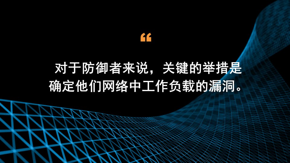 对于防御者而言，关键举措是确定其网络中工作负载的漏洞。