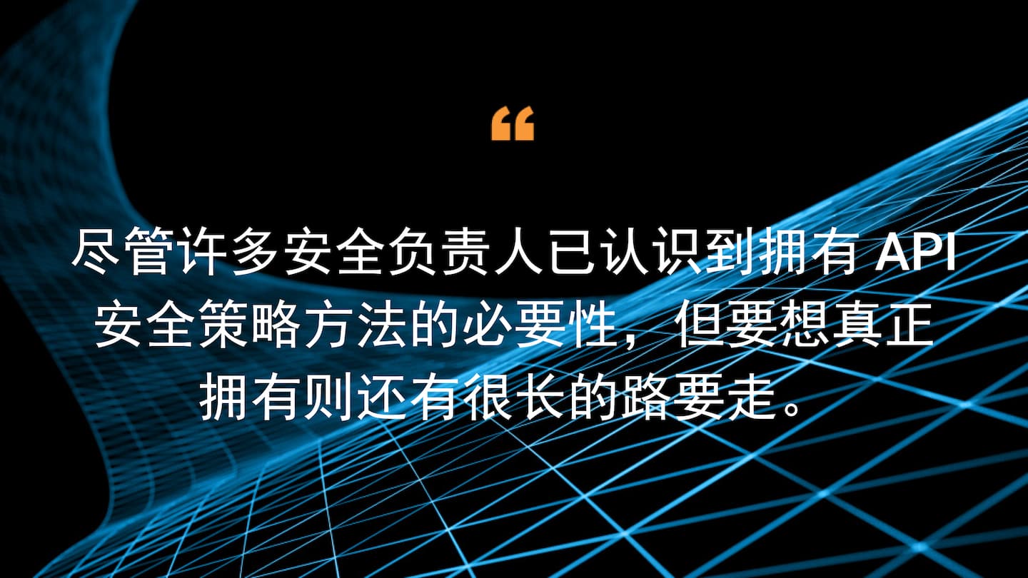 尽管许多安全负责人已认识到拥有 API 安全策略方法的必要性，但要想真正拥有则还有很长的路要走。